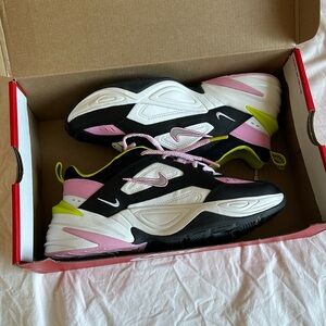 Nike M2K tekno sneakers pink black and green size 6